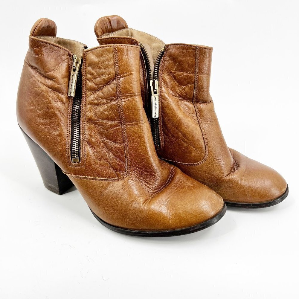 ✅ RUSSELL & BROMLEY BROWN LEATHER‎ ANKLE BOOTIES SIZE 41.